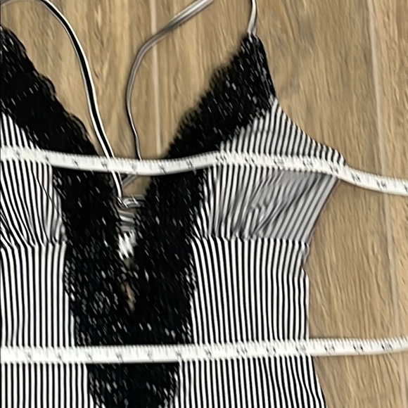 Cupshe Black White One Piece Swim Bathing Swim Suit Lace Wish You Well Stripe - Picture 6 of 14